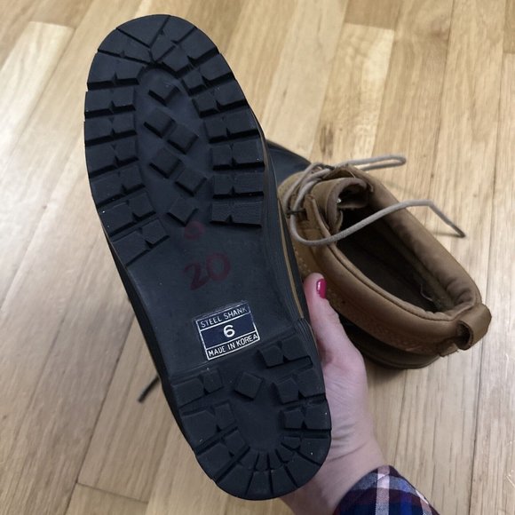 Lands End Size 6 Womens Leather & Rubber Thinsulate Lace Up Duck Boots Steel - Picture 13 of 16